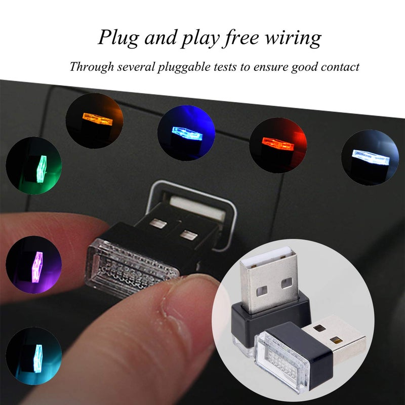 Febrytold 2 Pcs Blue Universal Mini USB LED Car Interior Ambient Atmosphere Lights for Car Interior Trunk Ambient Atmosphere - Image 4